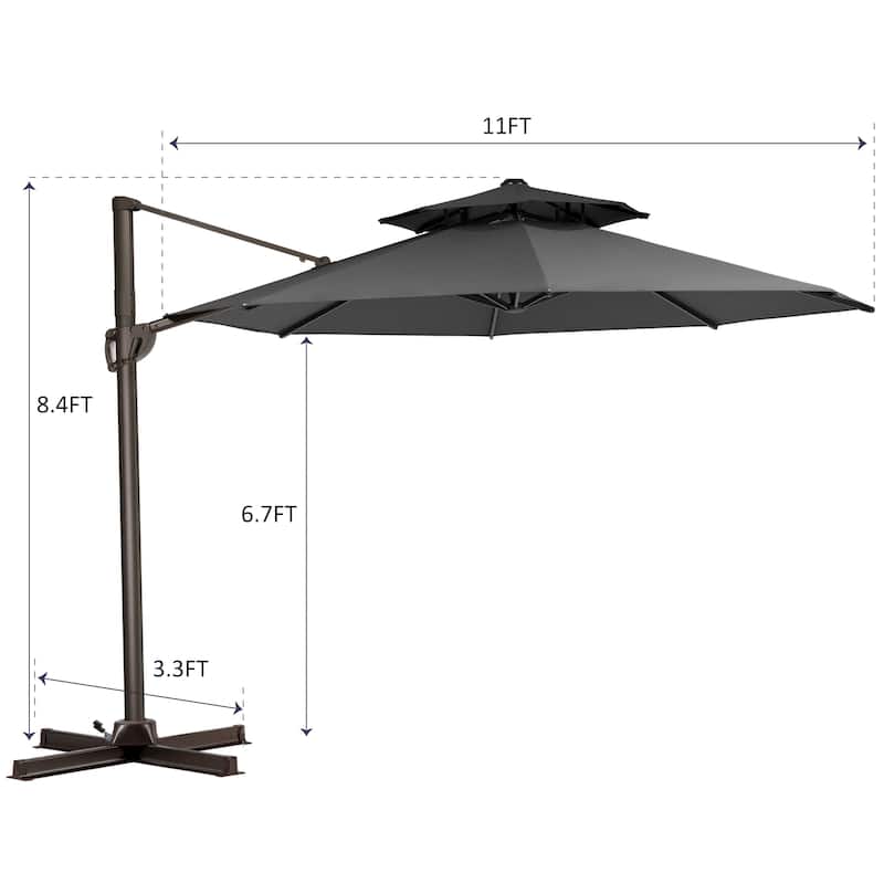 Pellebant 11.5 FT Double Top Patio Cantilever Umbrella, Base Not Included
