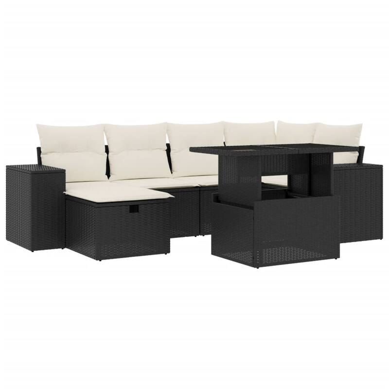vidaXL Patio Sofa Set with Cushions Outdoor Furniture 7 Piece Poly Rattan