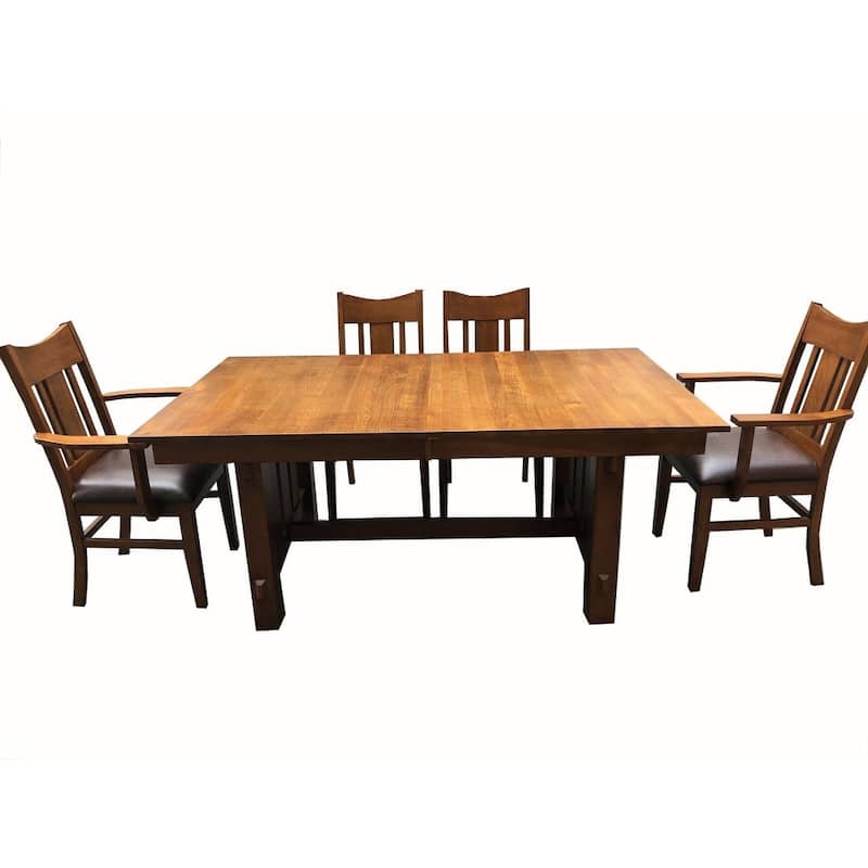 Mission Quarter Sawn Oak Dining Table and Chairs Set (Dining Table 8 side chairs) - Michael's Cherry