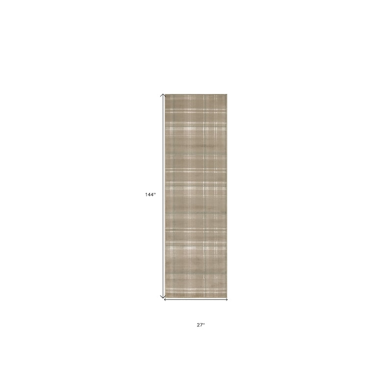 HomeRootsPlaid Cottage Runner Area Rug - 144' X '27' X '0.5