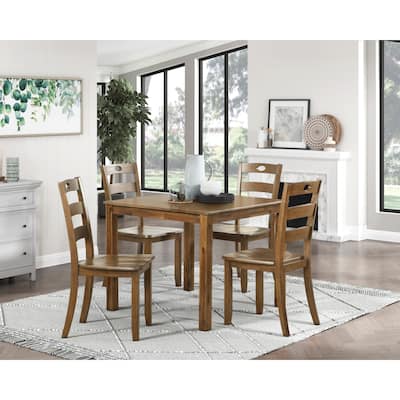 Dining Set Table and 4 Side Chairs Set Wooden Kitchen Dining Furniture Transitional Style