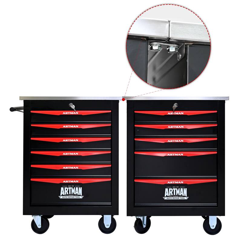 4/5/6/7 Metal Drawers Tool Cart with Wheels for Garage Workshop