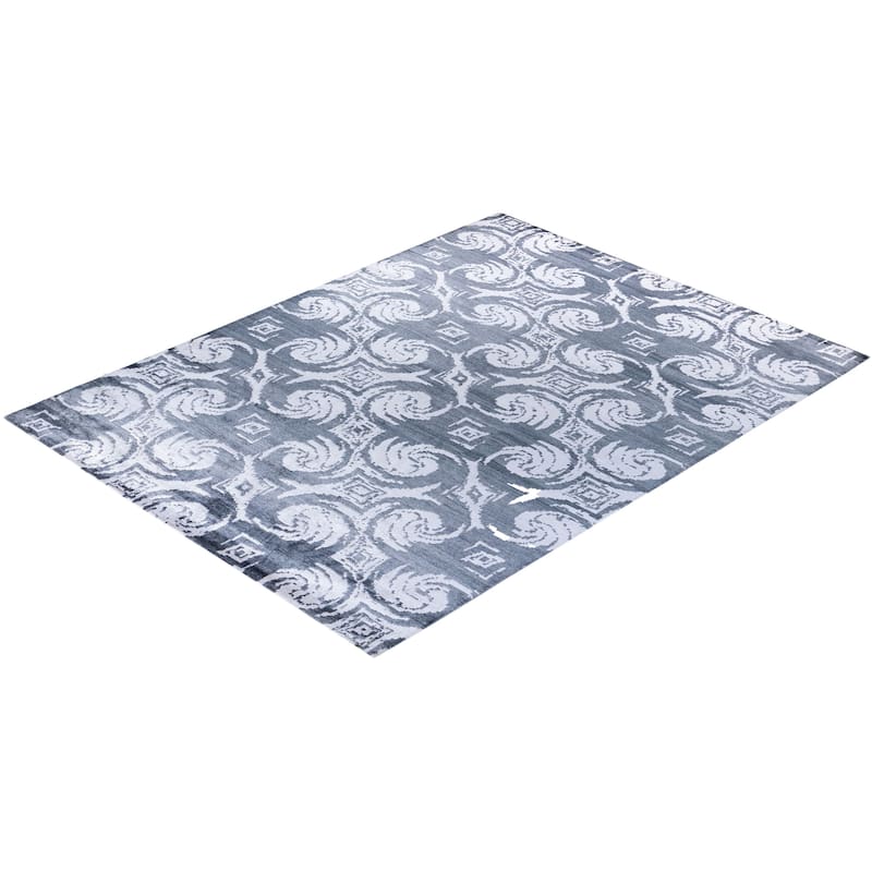 Modern One-of-a-Kind Hand-Knotted Area Rug, Blue - 9' 1" x 12' 3"