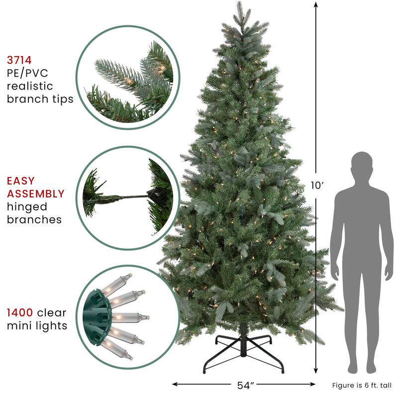 10' Slim Granville Fraser Fir Artificial Christmas Tree, Clear Lights - over-10-feet
