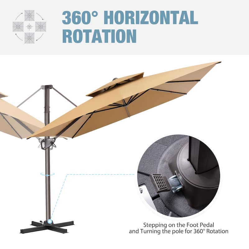 VredHom Patio Outdoor 9 x 11 FT Cantilever-Offset Umbrella with Premium Weight Base