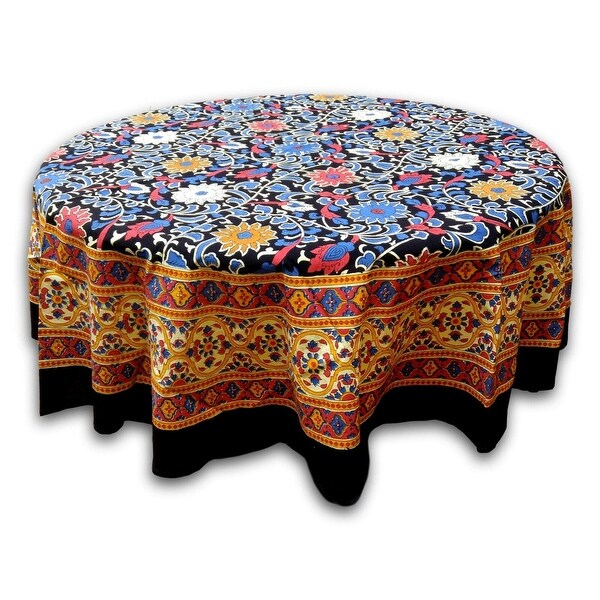 Sunflower Print Cotton Floral Tablecloth Round Square Yellow Black Blue Red. Opens flyout.