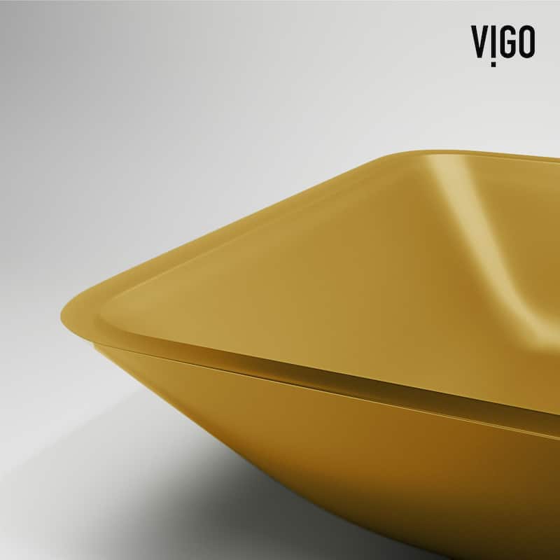 VIGO Sottile 18"L x 13"W x 4"H Glass Rectangular Vessel Bathroom Sink