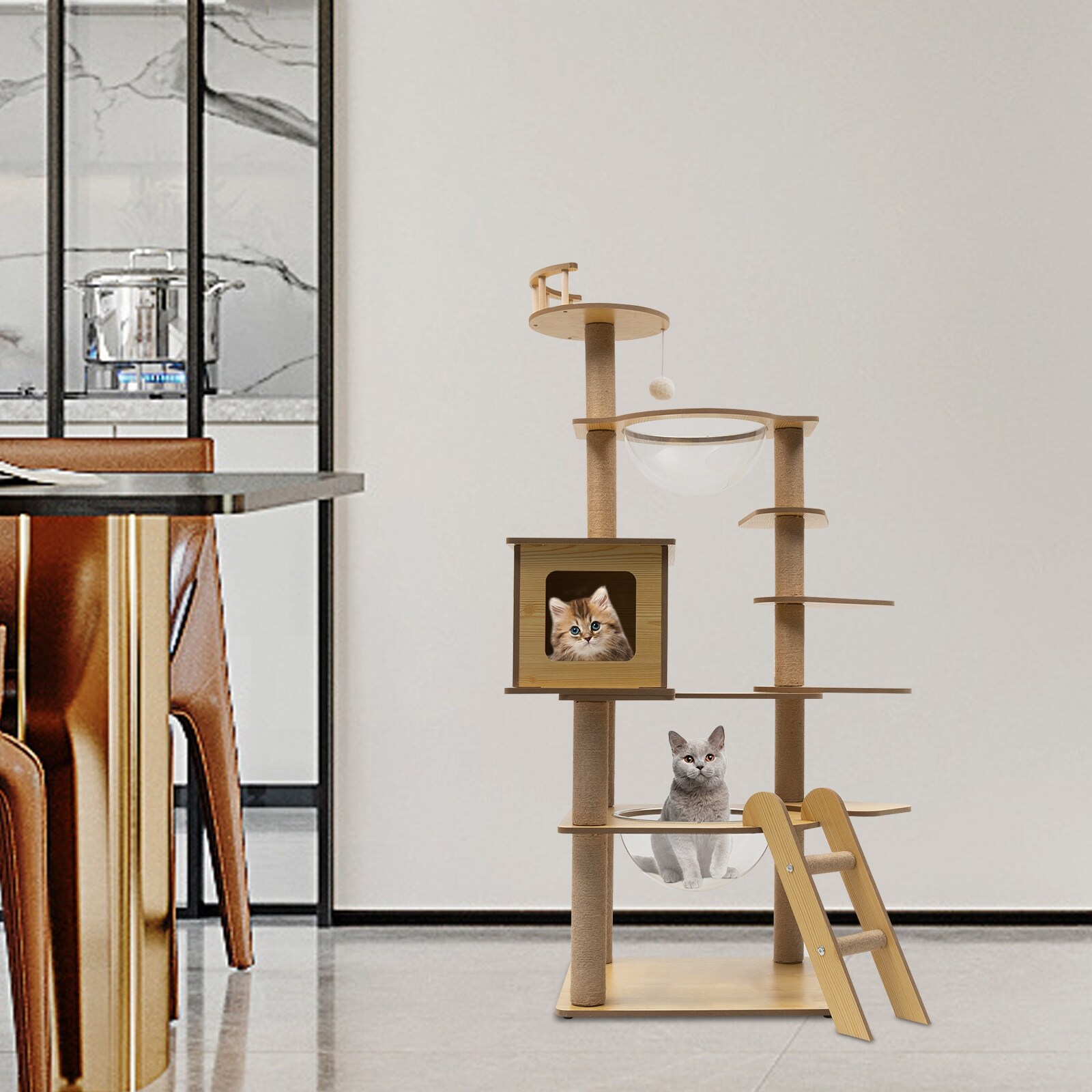 Osmon 53 Tall Cat Tree Modern Cat Condo House Perched Bed Bath