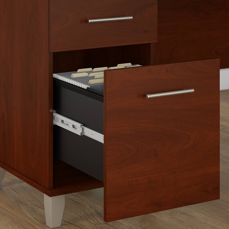 Somerset 72W Sit to Stand L Shaped Desk with Hutch and Cabinet in Gray
