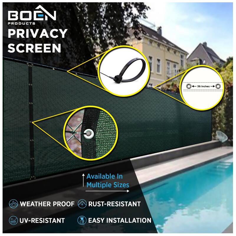 Boen Privacy Netting Green 6' x 100', w/ Reinforced Grommets