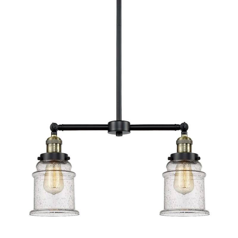 Innovations Lighting Canton 2 Light 21" Wide Linear Chandelier - Black / Antique Brass / Seedy