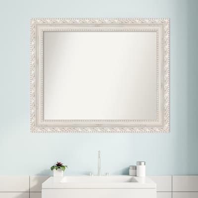 Opera Off White Non-Beveled Wood Framed Bathroom Vanity Wall Mirror - Opera Off White
