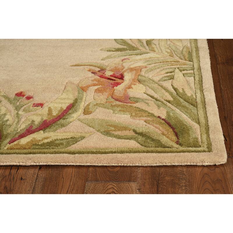 Domani Classics Ivory Floral Border Hand-tufted Wool Rug