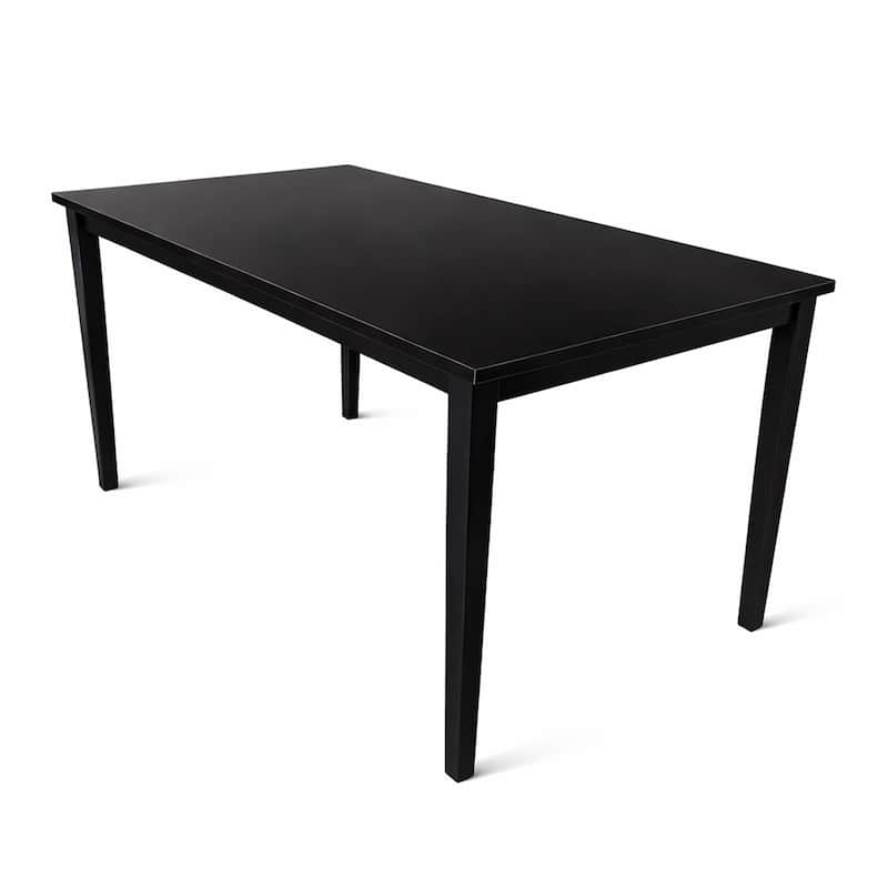 Modern 59 Inch Rectangular Dining Table, Black, White or Oak Finish, Solid Rubberwood