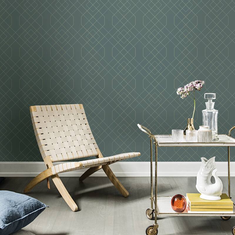 Scott Living Ballard Teal Geometric Wallpaper