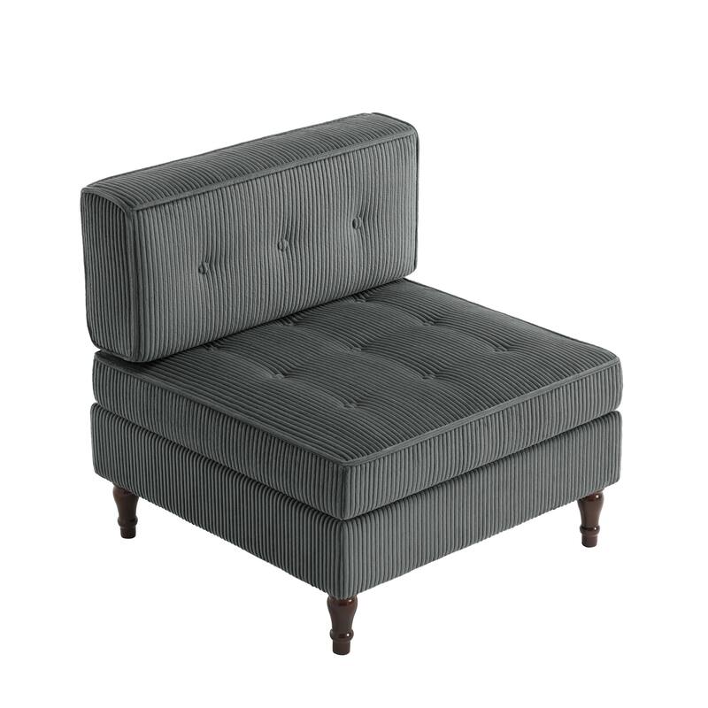 Modular Corduroy Armless Chair Upholstered Lounge Sofa