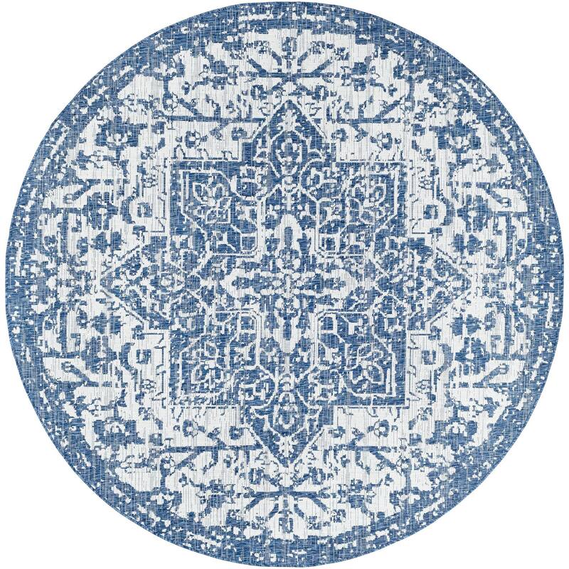 Livabliss Eagean Updated Traditional Medallion Indoor / OutdoorArea Rug