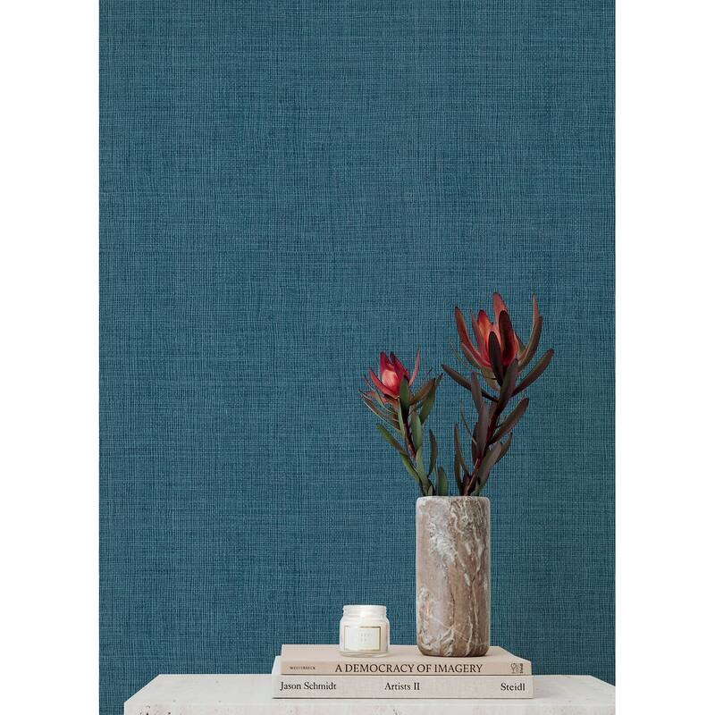 A-Street Prints Alba Dark Blue Open Weave Wallpaper
