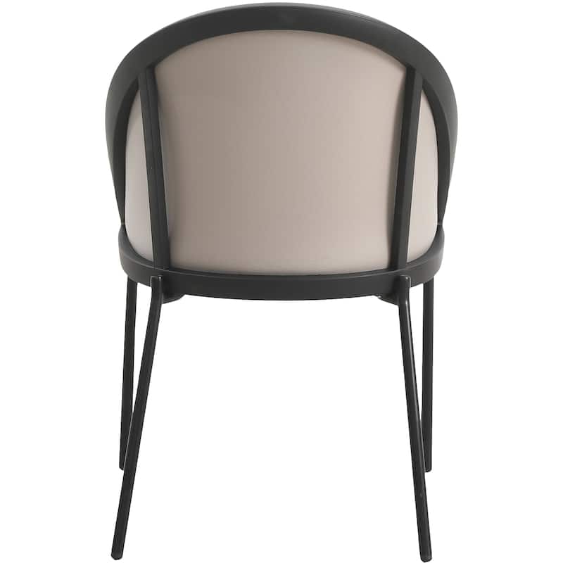 Vinyl Dining Chair with Curved Back and Stainless Steel Legs Set of 4