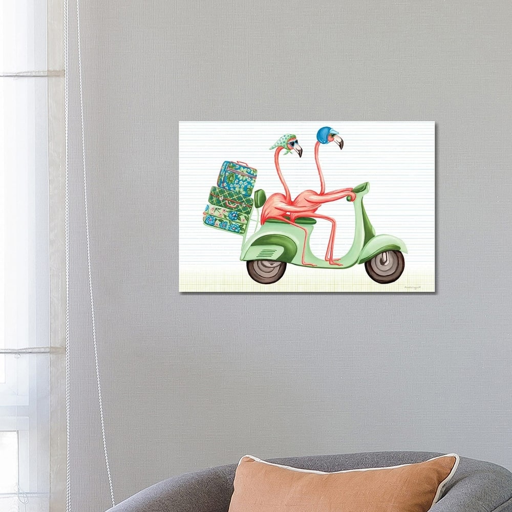 iCanvas "Flamingos Vespa" by Amelie Legault Canvas Print