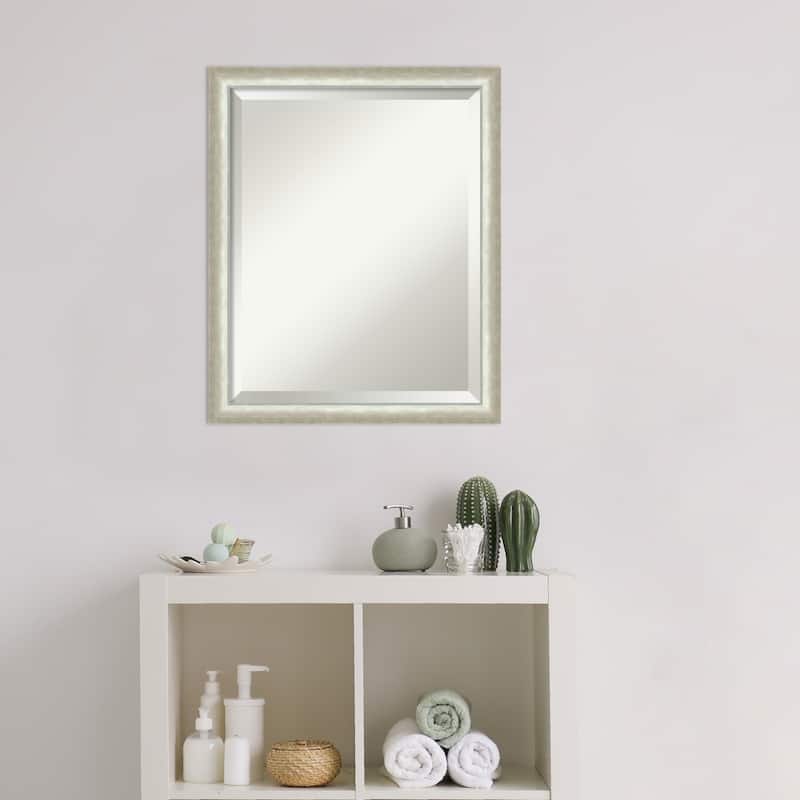 Two Tone Beveled Wood Framed Bathroom Vanity Wall Mirror