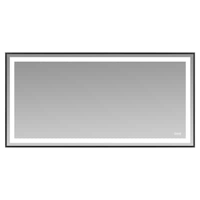 Black-Silver Glass LED Vanity Mirror with Defog, Touch Control and Dual Lighting - 72" W x 36" H