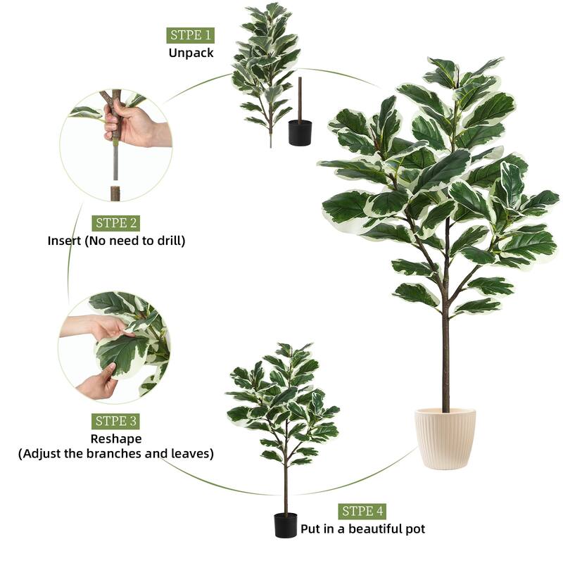 Artificial Fiddle Leaf Fig Tree 51 Inch for Indoor Outdoor - 130CM