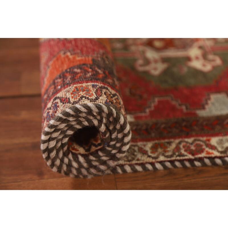 Geometric Shiraz Persian Vintage Runner Rug Handmade Wool Carpet - 2'4"x 5'0"