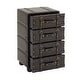 preview thumbnail 13 of 15, Black Faux Leather Vintage 4 Drawer Room Chest with Buckle Straps and Gold Stud Details