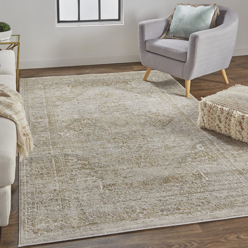 Zimeg Floral Traditional Non Skid Woven Area Rug By HomeRoots - 4' x 6'