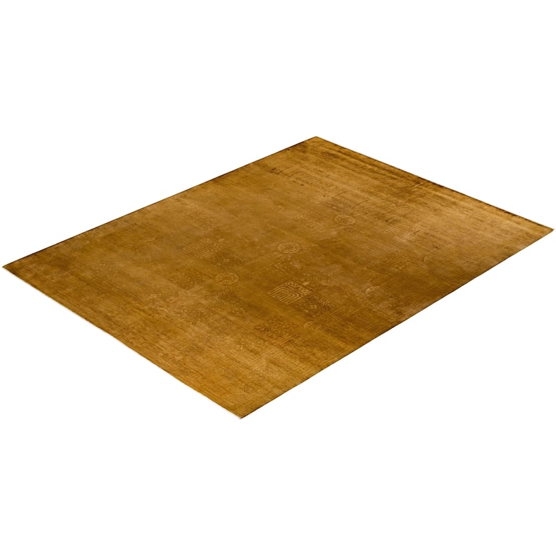 Overton Hand Knotted Wool Vintage Inspired Modern Contemporary Overdyed Gold Area Rug - 8' 1" x 10' 6"