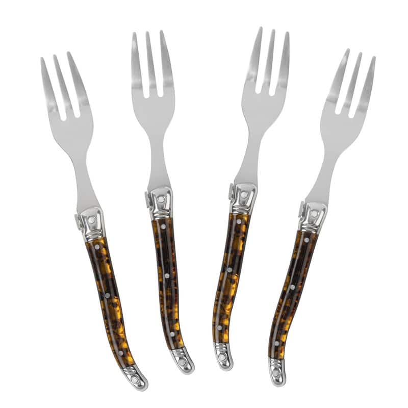 French Home Laguiole Cake Forks, Set of 4 - Tortoise Shell - 4-Piece Set