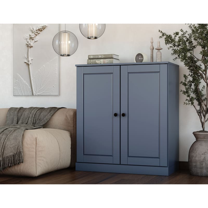 100% Solid Wood 3-shelf Bookcase with Optional Doors by Palace Imports - Solid Doors - Antique Blue
