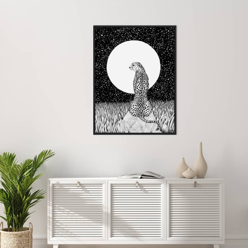 Cheetah Moon Large by Ec Mazur Framed Canvas Wall Art