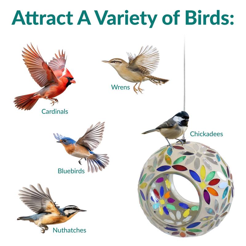 Sunnydaze Mosaic Fly-Through Hanging Bird Feeder