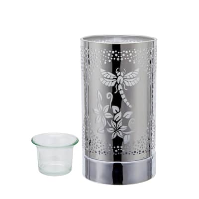 7" Touch lamp/Oil burner/Wax warmer - Silver Dragonfly - 3.75*3.75*7