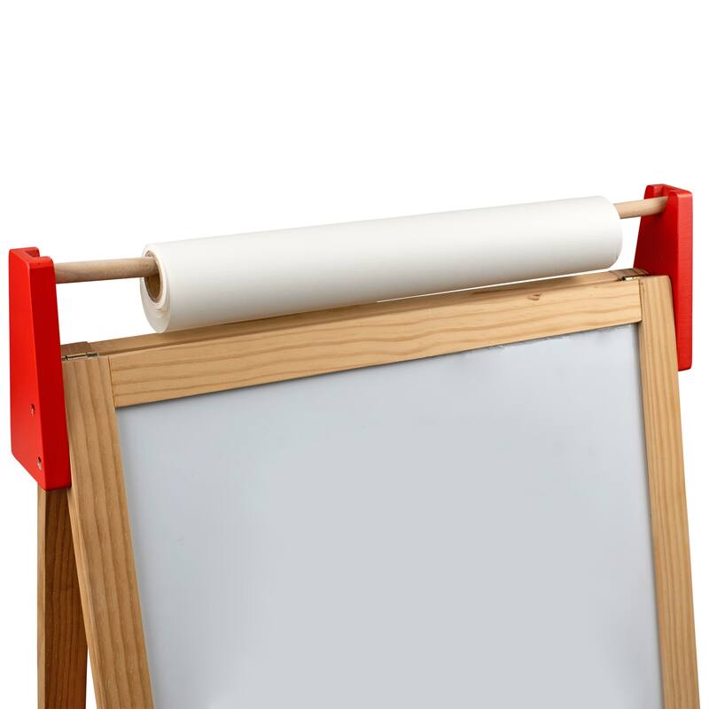 Kids Wood Double-sided Chalkboard and Dry-Erase Board Floor Easel