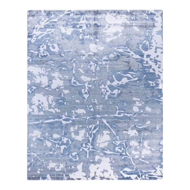 Modern One-of-a-Kind Hand-Knotted Area Rug, Light Gray - 8' 2" x 9' 10"