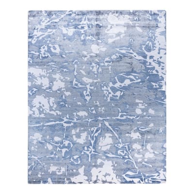 Modern One-of-a-Kind Hand-Knotted Area Rug, Light Gray - 8' 2" x 9' 10"