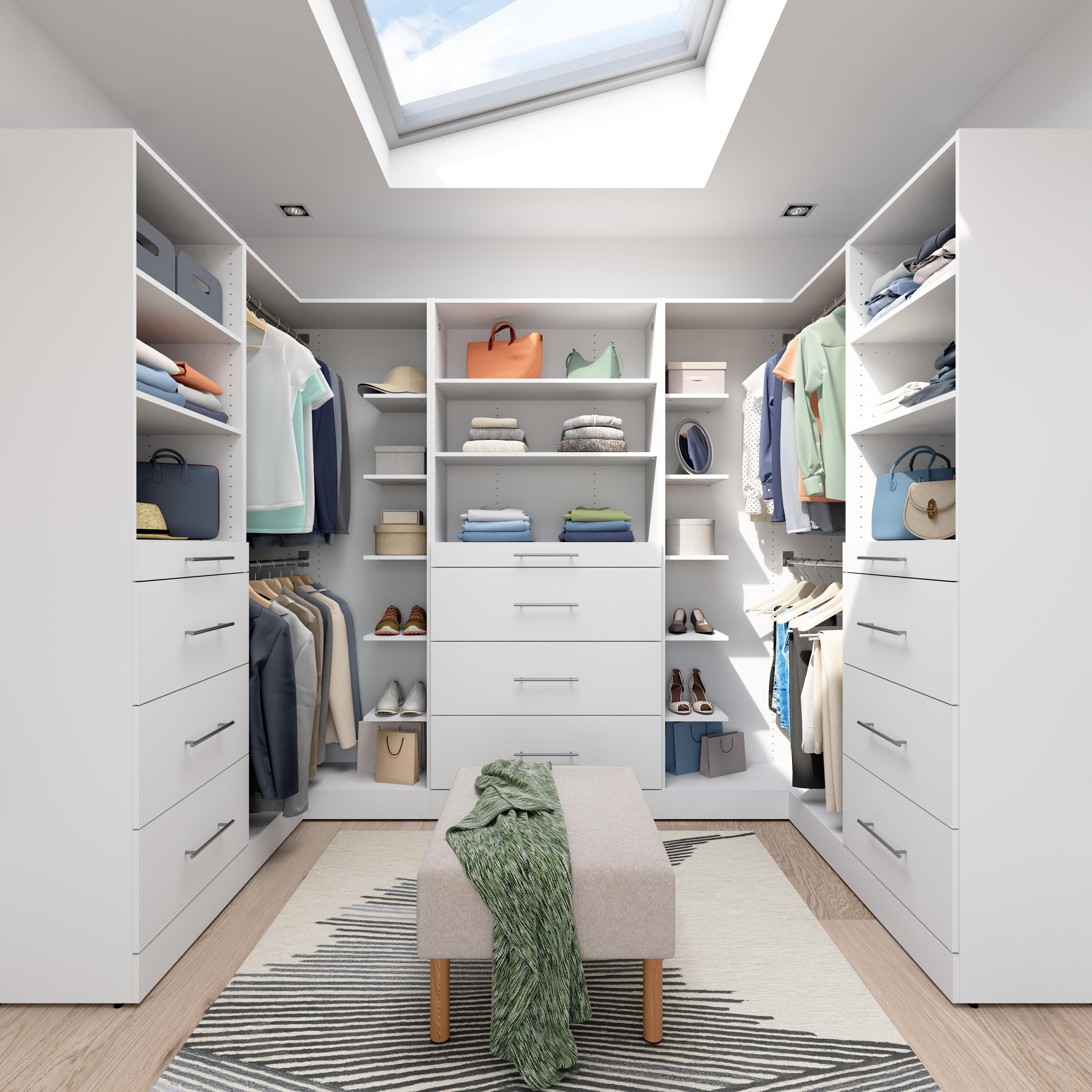 Bestar Florence 105W x 61D U Shaped Walk-In Closet System, Slab