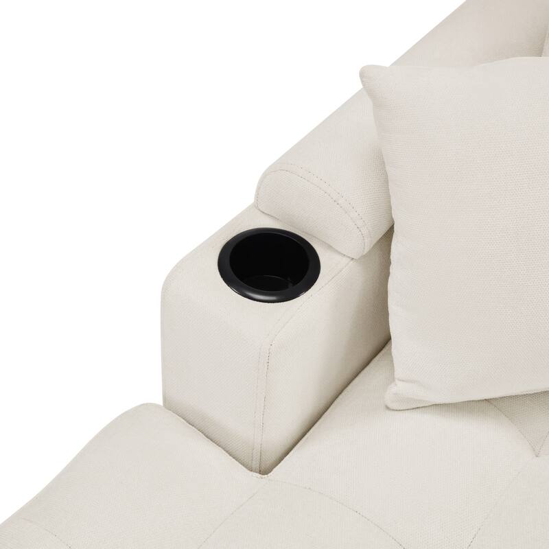 Oversized Corner Sectional, Modern U-Shaped Sectional Sofa with Built-in Storage Boxes and Dual Cup Holders, USB Ports, Pockets