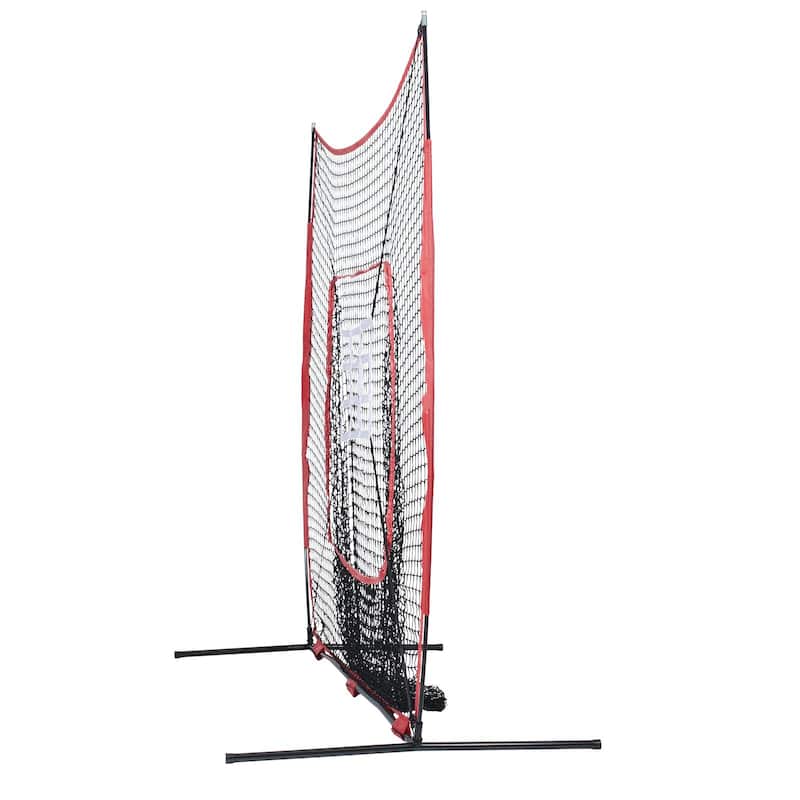 Portable 7x7 Baseball Training Net with Strike Zone and Ball Collector