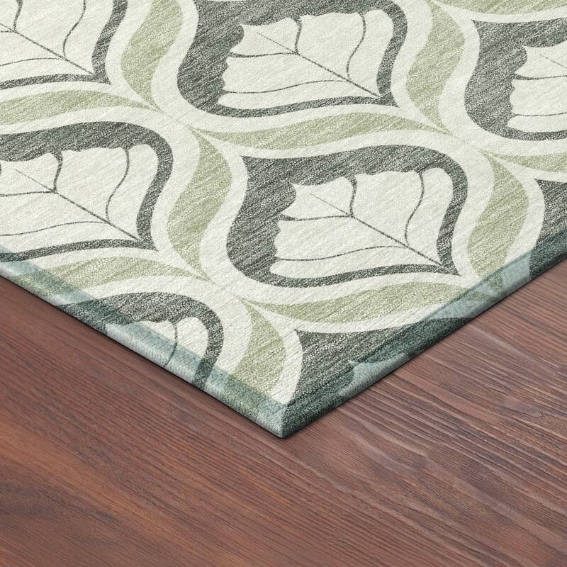 Machine Washable Indoor/ Outdoor Modern Trellis Chantille Rug