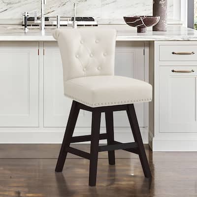 26 in. Bar Stool Counter Height Barstool 360° Swivel with Curved Backrest Armless Stool