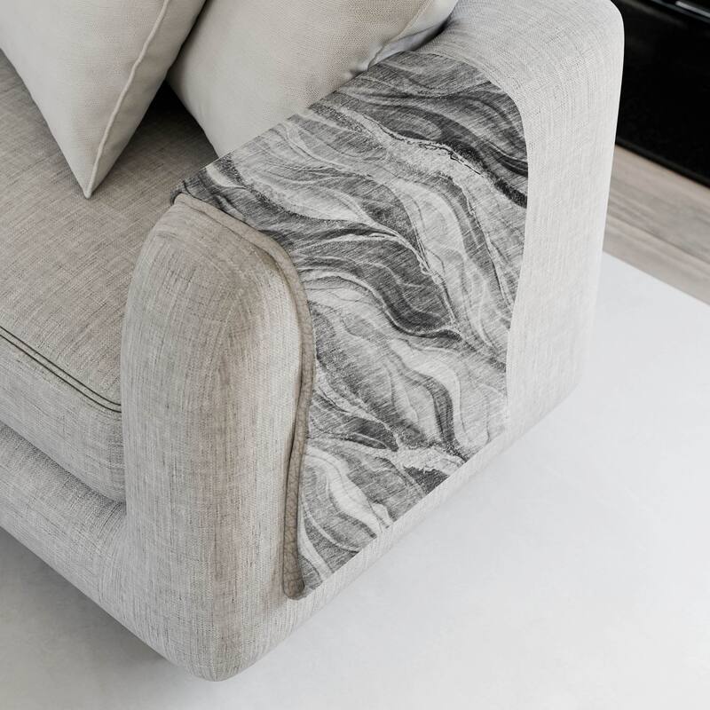 Premium Machine Washable Abstract Modern Sherpa Throw Blanket - Gray - 4'2" x 5'10"