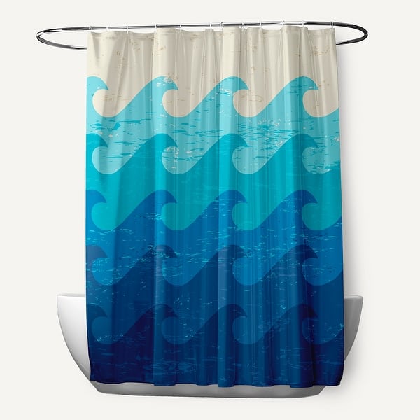 slide 2 of 9, Deep Sea Geometric Print Shower Curtain Blue