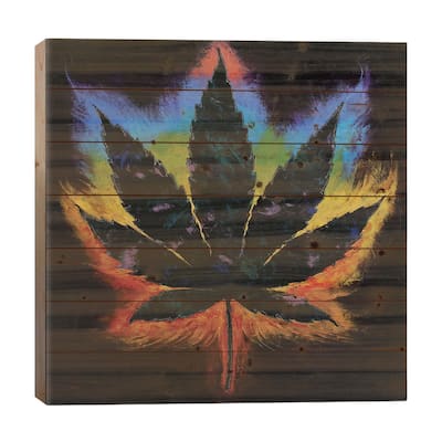 Holy Weed Print On Wood by Michael Creese - Multi-Color