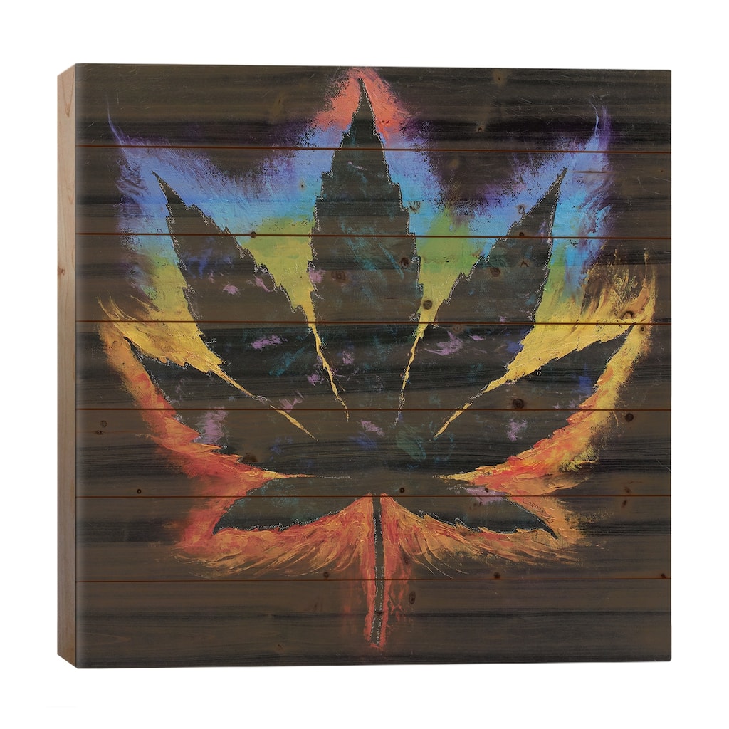 Holy Weed Print On Wood by Michael Creese - Multi-Color