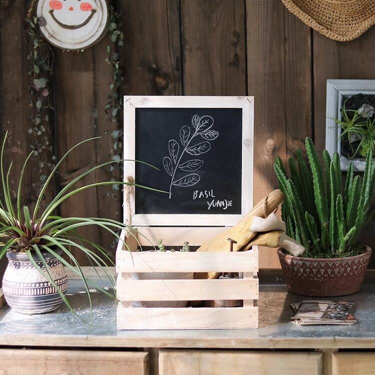 RusticReach Rustic Wooden Storage Crate with Chalkboard Lid