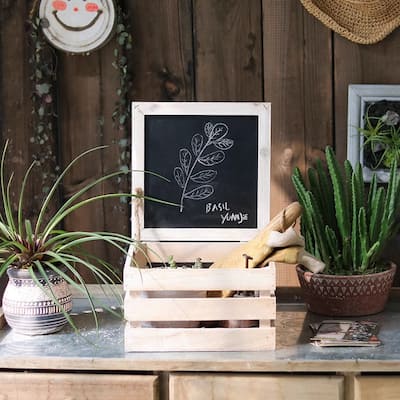 RusticReach Rustic Wooden Storage Crate with Chalkboard Lid
